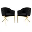 Home Square 2 Piece Velvet Dining Chair Set with Gold Metal Base in Black