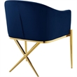 Home Square 2 Piece Velvet Dining Chair Set with Gold Metal Base in Navy Blue