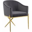 Home Square 2 Piece Velvet Dining Chair Set with Gold Metal Base in Gray