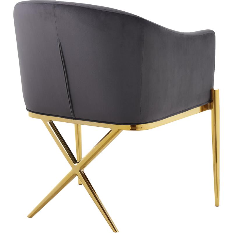 Home Square 2 Piece Velvet Dining Chair Set with Gold Metal Base in Gray