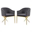Home Square 2 Piece Velvet Dining Chair Set with Gold Metal Base in Gray