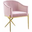 Home Square 2 Piece Velvet Dining Chair Set with Gold Metal Base in Pink