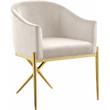 Home Square 2 Piece Velvet Dining Chair Set with Gold Metal Base in Cream