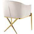 Home Square 2 Piece Velvet Dining Chair Set with Gold Metal Base in Cream