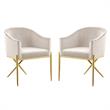 Home Square 2 Piece Velvet Dining Chair Set with Gold Metal Base in Cream