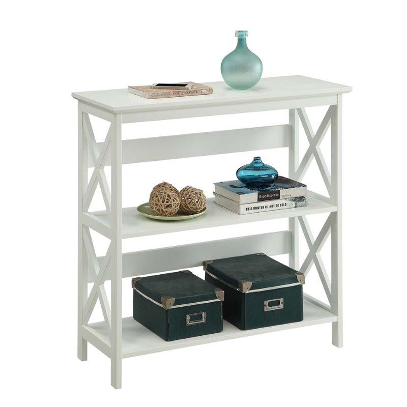 Home Square 2 Piece Solid Wood Bookcase Set with Two Shelf in White