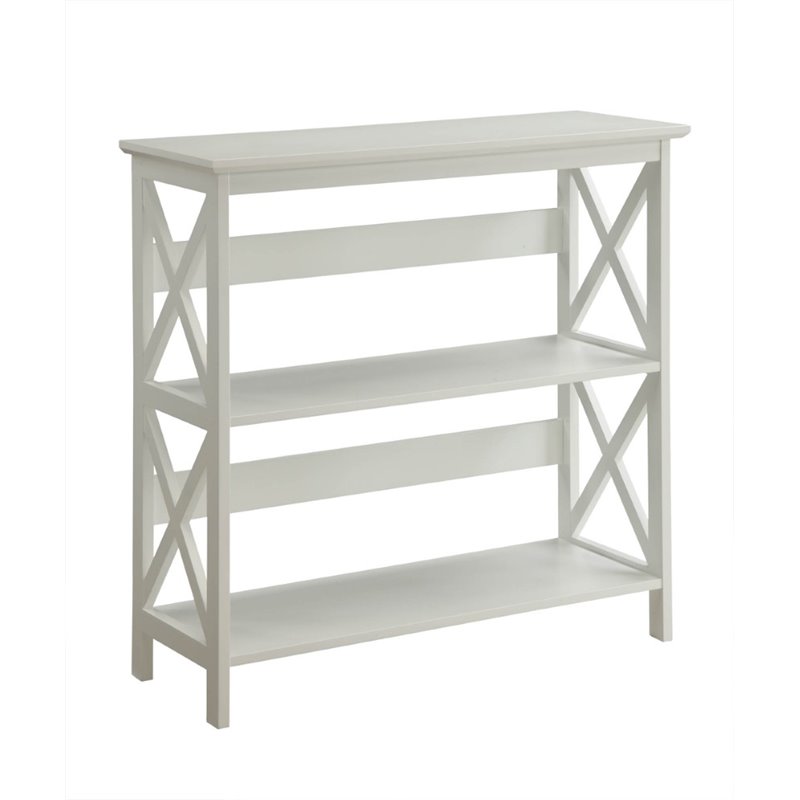 Home Square 2 Piece Solid Wood Bookcase Set with Two Shelf in White