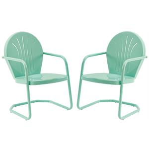 Home Square 2 Piece UV-resistant Metal Patio Chair Set in Aqua Green