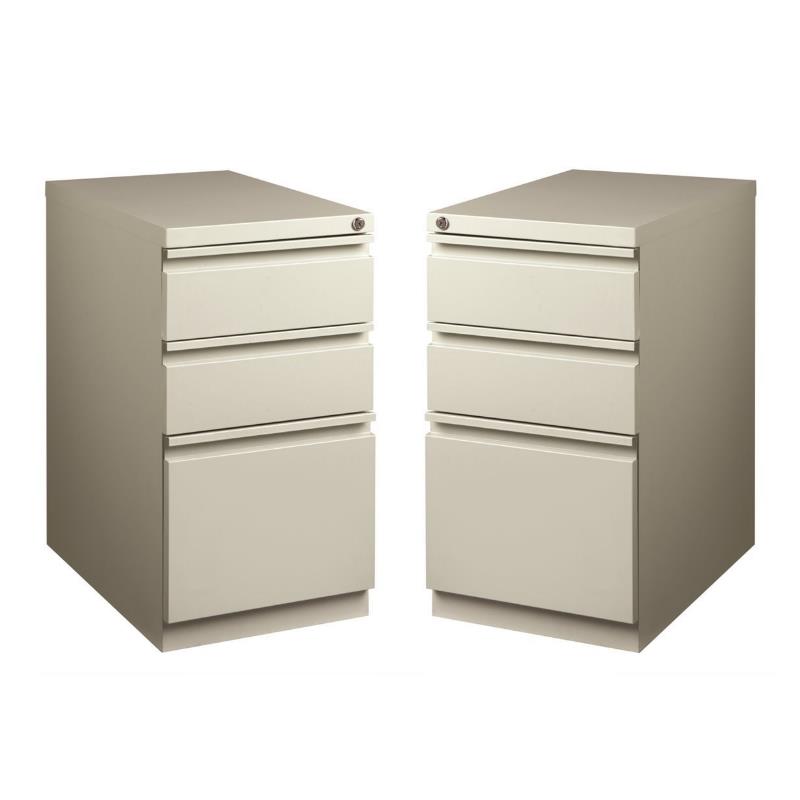 Home Square 2 Piece Mobile Pedestal Filing Cabinet Set with 3 Drawer in Gray