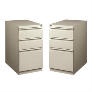 Home Square 2 Piece Mobile Pedestal Filing Cabinet Set with 3 Drawer in Gray