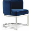 Home Square 2 Piece Velvet Dining Chair Set with Metal Base in Navy Blue