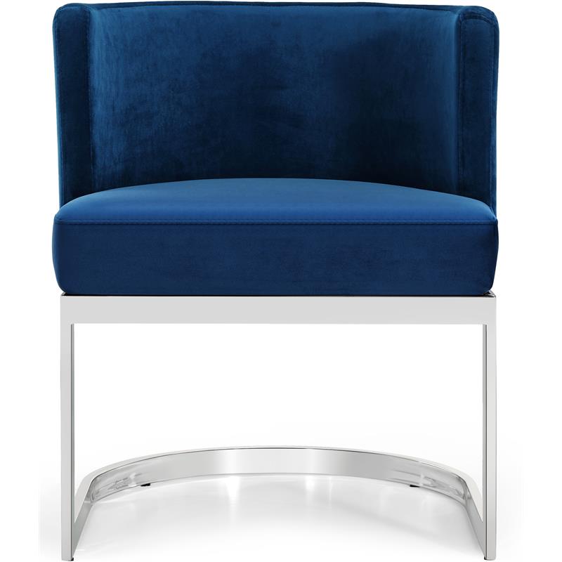 Home Square 2 Piece Velvet Dining Chair Set with Metal Base in Navy Blue