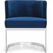 Home Square 2 Piece Velvet Dining Chair Set with Metal Base in Navy Blue