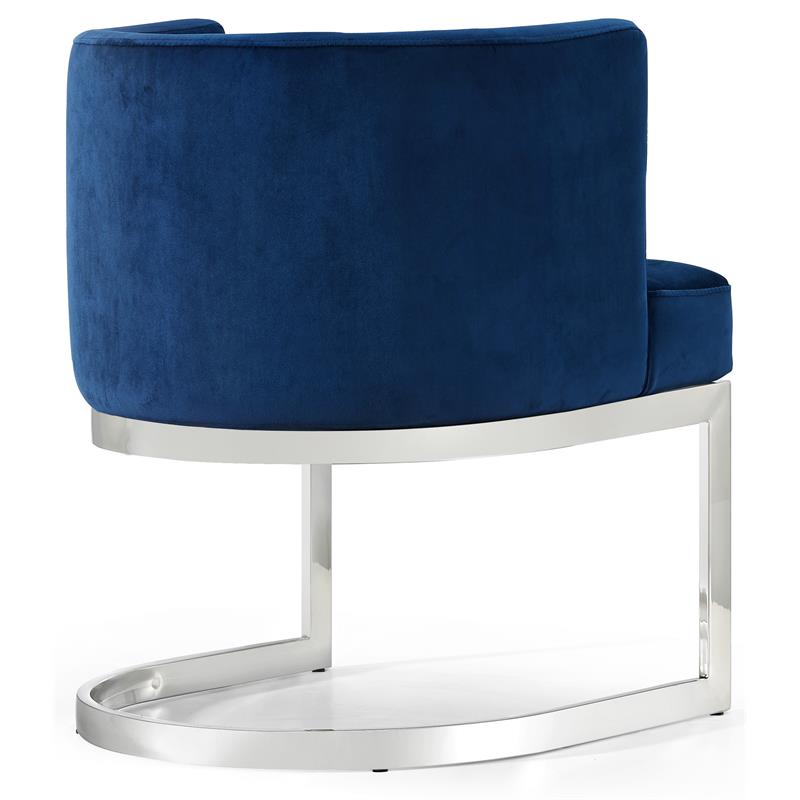 Home Square 2 Piece Velvet Dining Chair Set with Metal Base in Navy Blue