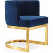 Home Square 2 Piece Velvet Dining Chair Set with Gold Metal Base in Navy Blue