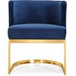 Home Square 2 Piece Velvet Dining Chair Set with Gold Metal Base in Navy Blue