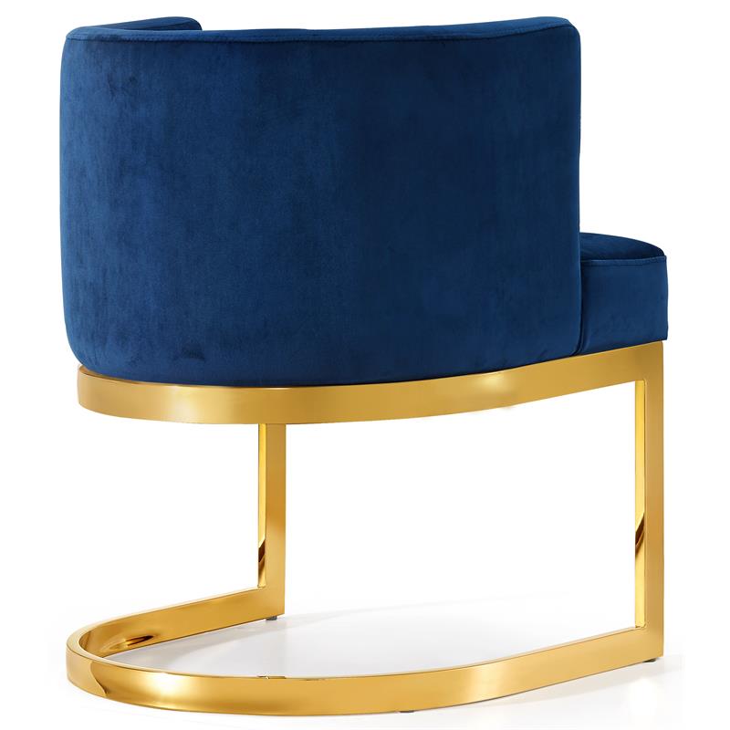 Home Square 2 Piece Velvet Dining Chair Set with Gold Metal Base in Navy Blue