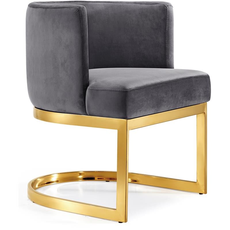 Home Square 2 Piece Velvet Dining Chair Set with Gold Metal Base in Gray