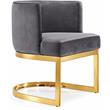 Home Square 2 Piece Velvet Dining Chair Set with Gold Metal Base in Gray