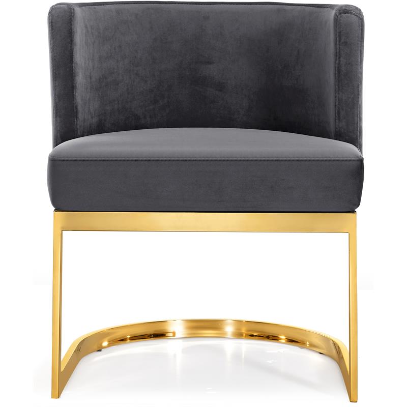 Home Square 2 Piece Velvet Dining Chair Set with Gold Metal Base in Gray