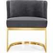 Home Square 2 Piece Velvet Dining Chair Set with Gold Metal Base in Gray
