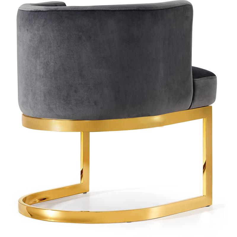 Home Square 2 Piece Velvet Dining Chair Set with Gold Metal Base in Gray