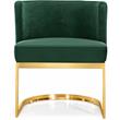 Home Square 2 Piece Velvet Dining Chair Set with Gold Metal Base in Green