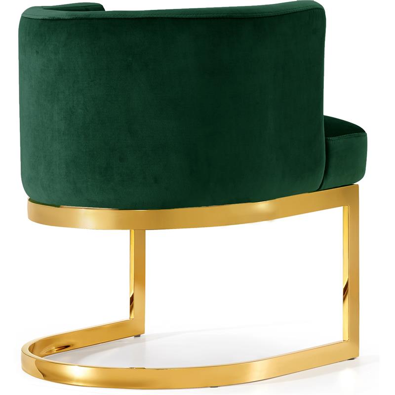 Home Square 2 Piece Velvet Dining Chair Set with Gold Metal Base in Green