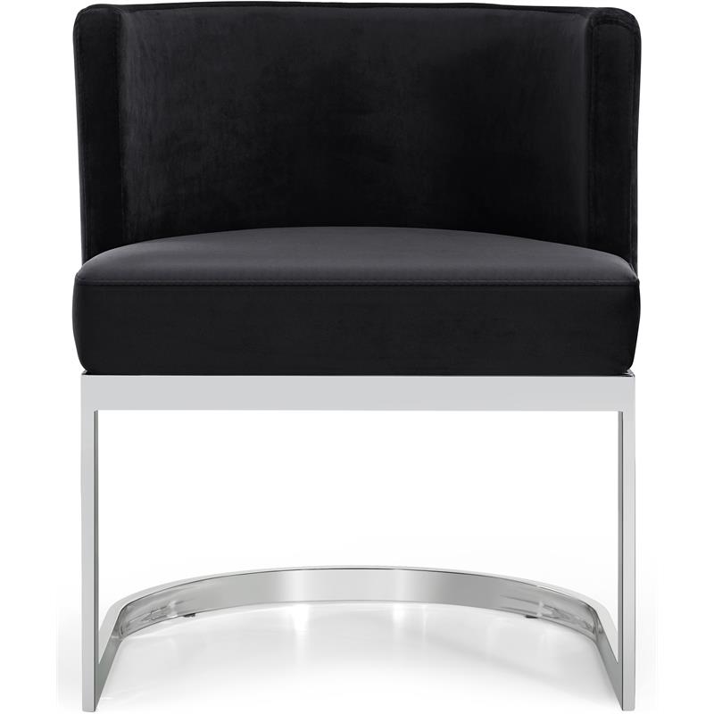Home Square 2 Piece Velvet Dining Chair Set with Gold Metal Base in Black