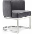 Home Square 2 Piece Velvet Dining Chair Set with Silver Metal Base in Gray