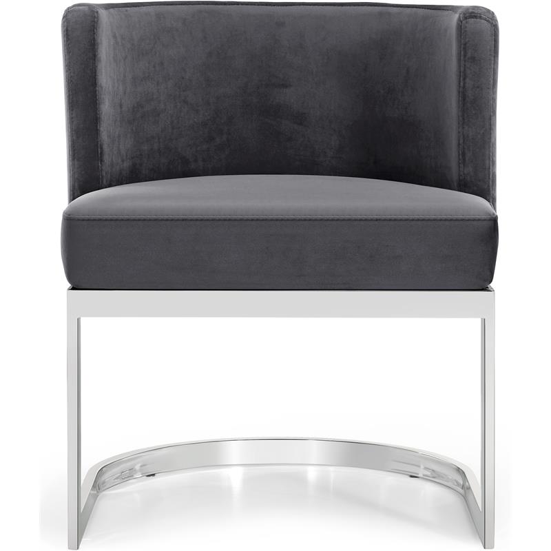 Home Square 2 Piece Velvet Dining Chair Set with Silver Metal Base in Gray