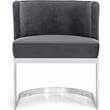 Home Square 2 Piece Velvet Dining Chair Set with Silver Metal Base in Gray