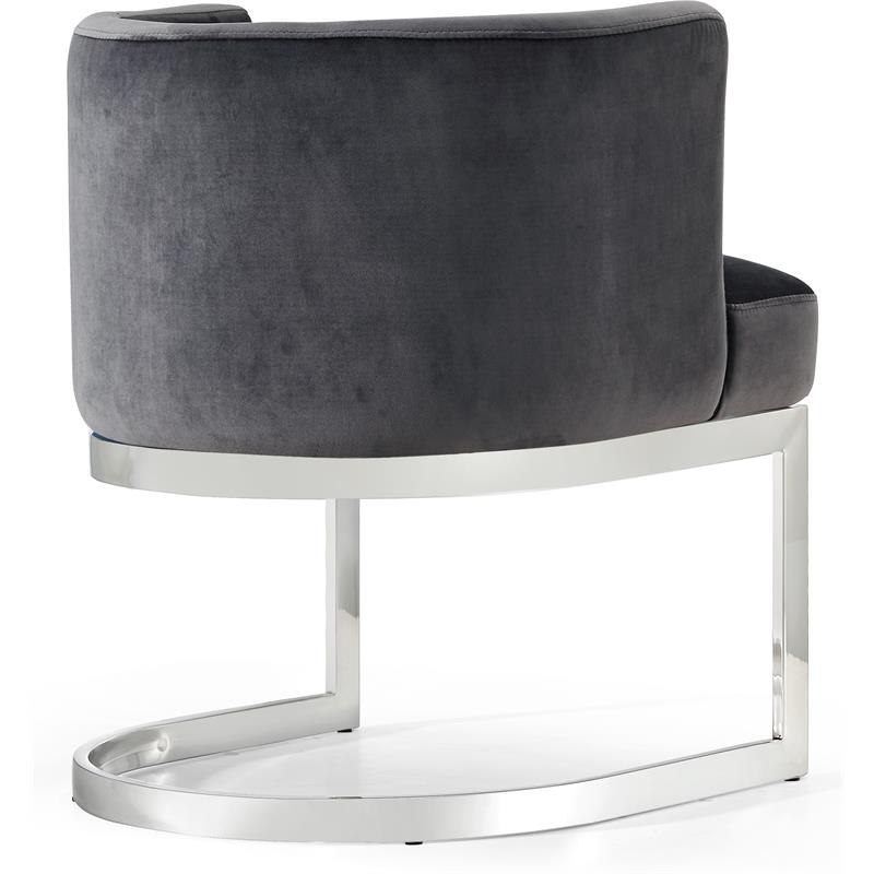 Home Square 2 Piece Velvet Dining Chair Set with Silver Metal Base in Gray