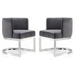 Home Square 2 Piece Velvet Dining Chair Set with Silver Metal Base in Gray
