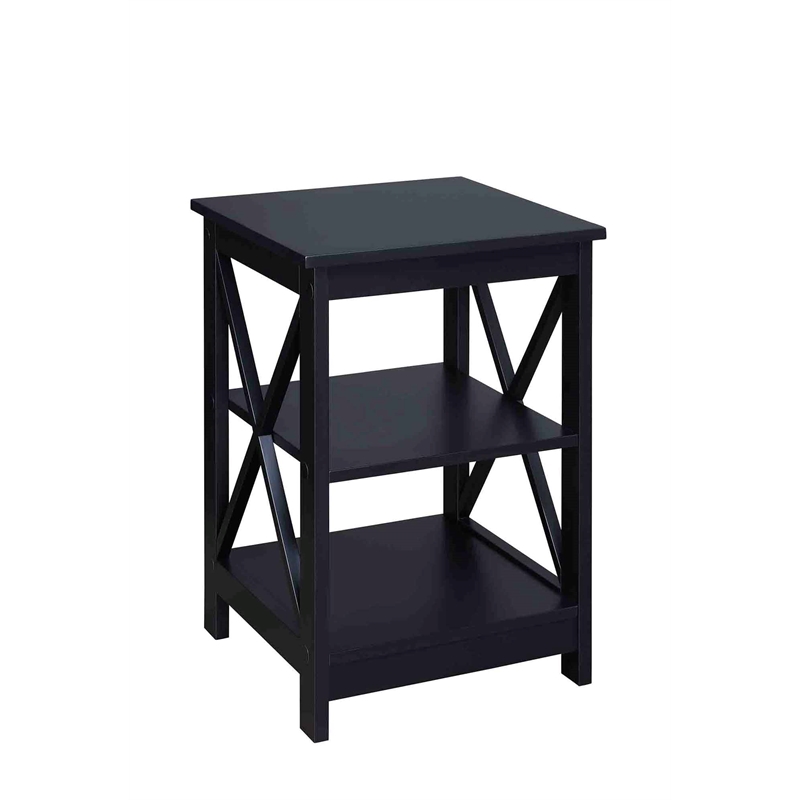 Home Square 2 Piece Square Solid Wood End Table Set in Black