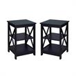 Home Square 2 Piece Square Solid Wood End Table Set in Black