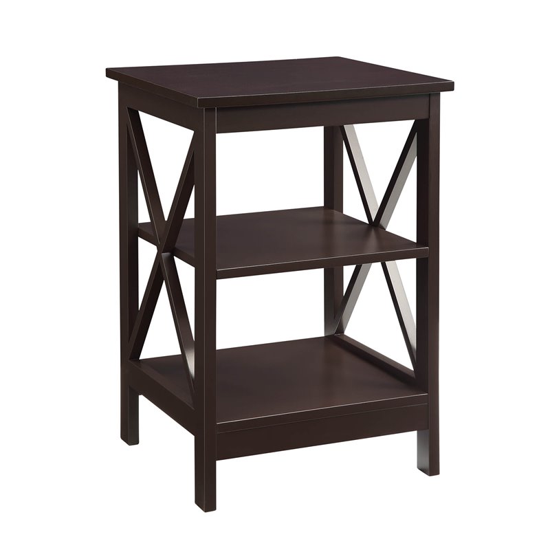 Home Square 2 Piece Square Solid Wood End Table Set in Espresso