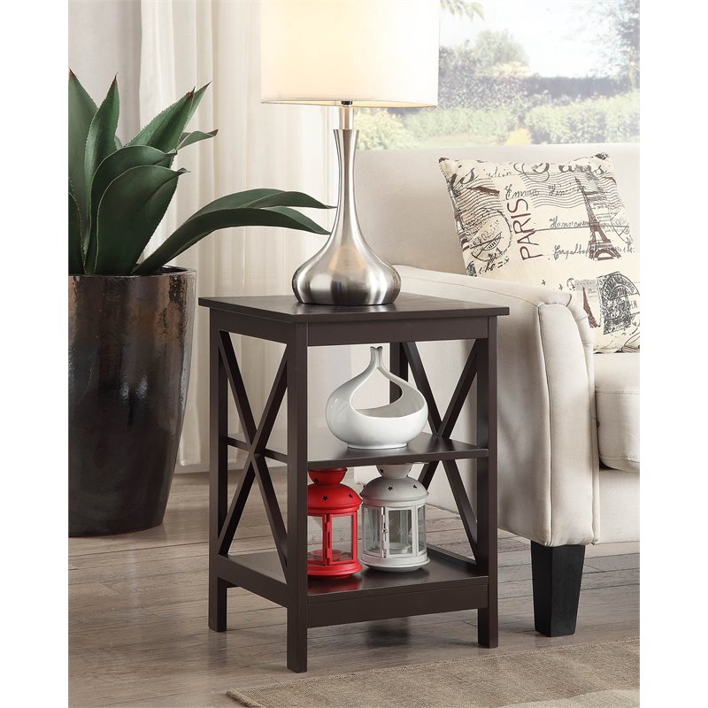 Home Square 2 Piece Square Solid Wood End Table Set in Espresso