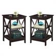 Home Square 2 Piece Square Solid Wood End Table Set in Espresso