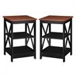 Home Square 2 Piece Square Solid Wood End Table Set in Black and Cherry