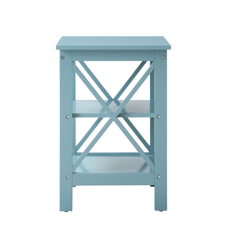 Home Square 2 Piece Square Solid Wood End Table Set in Sea Foam Green
