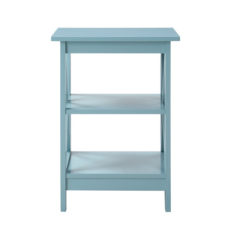 Home Square 2 Piece Square Solid Wood End Table Set in Sea Foam Green