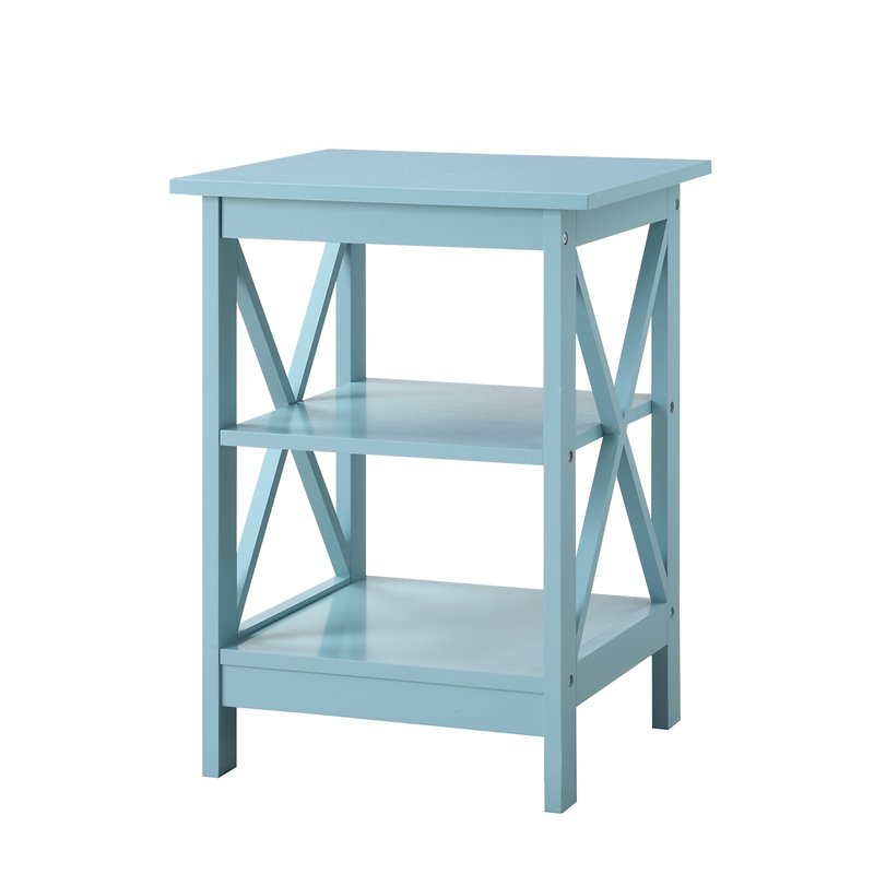 Home Square 2 Piece Square Solid Wood End Table Set in Sea Foam Green