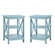 Home Square 2 Piece Square Solid Wood End Table Set in Sea Foam Green