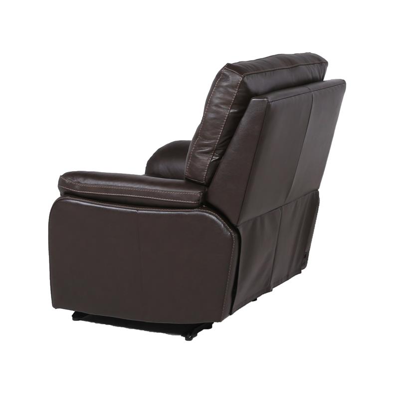 Home Square 2 Piece Leather Power Recliner Chair Set in Dark Brown