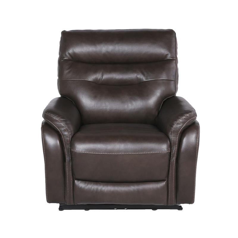 Home Square 2 Piece Leather Power Recliner Chair Set in Dark Brown