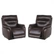 Home Square 2 Piece Leather Power Recliner Chair Set in Dark Brown