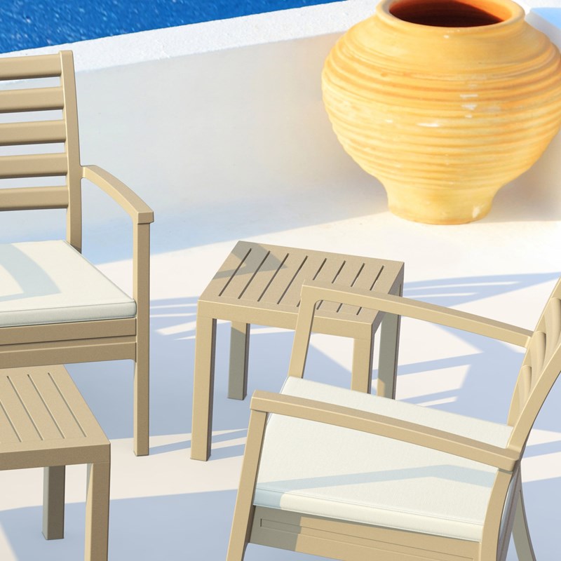 Home Square 2 Piece Square Resin Patio Side Table Set in Dove Gray