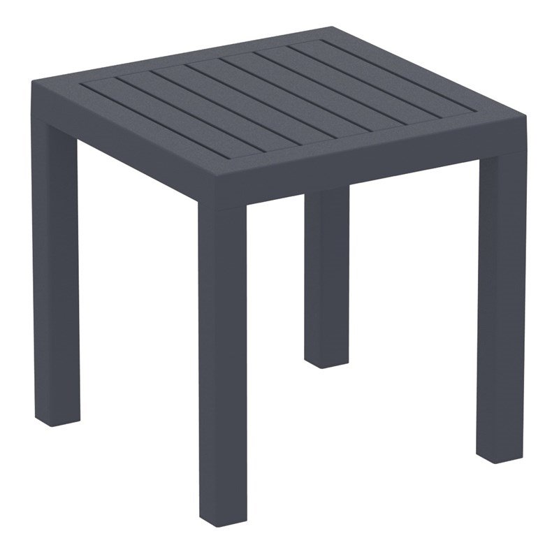 Home Square 2 Piece Square Resin Patio Side Table Set in Dark Gray