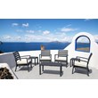 Home Square 2 Piece Square Resin Patio Side Table Set in Dark Gray